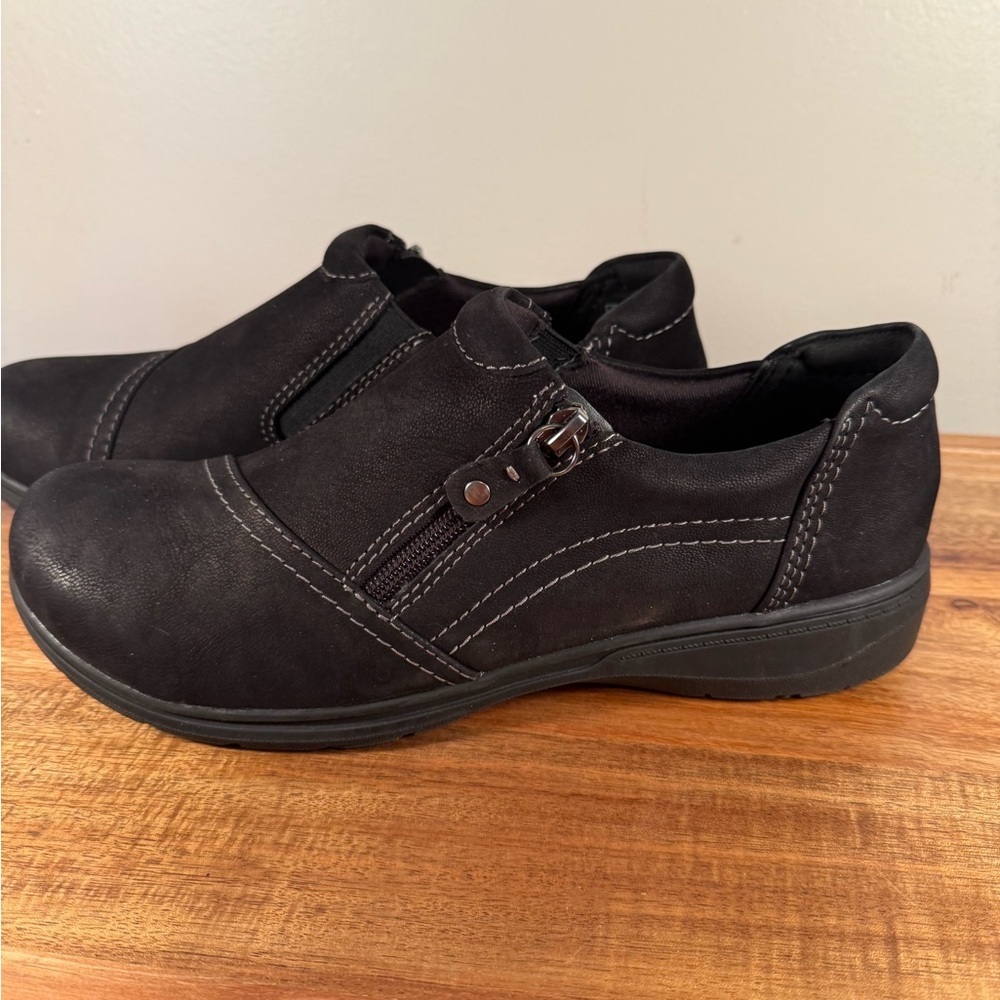Clarks Black Leather Carleigh Ray Leather Slip-ons Size 7 - Picture 4 of 10